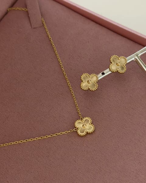 Conjunto Colar+Brinco Trevo
