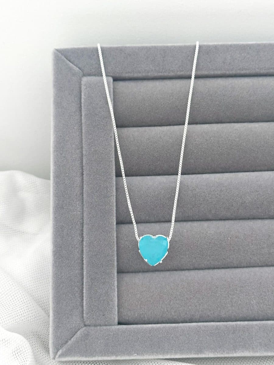 Colar pedra fusion azul
