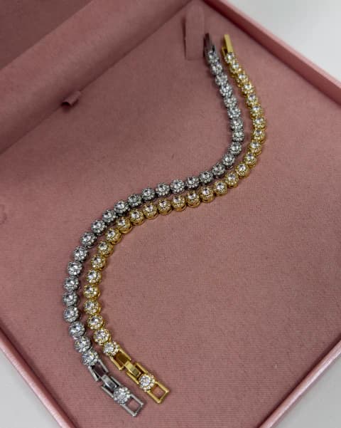 Pulseira riviera cravejada delicada